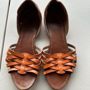 Mossimo, brown leather woven sandals, size 6